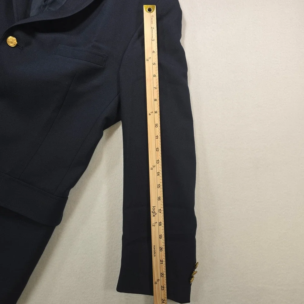 Orvis Mens Navy Blue Blazer Gold Buttons 3 Button 42L Tailored USA Made